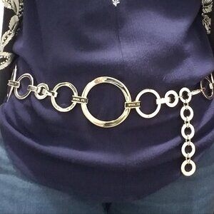 St. John Chain Link Silver Metal Wide Belt